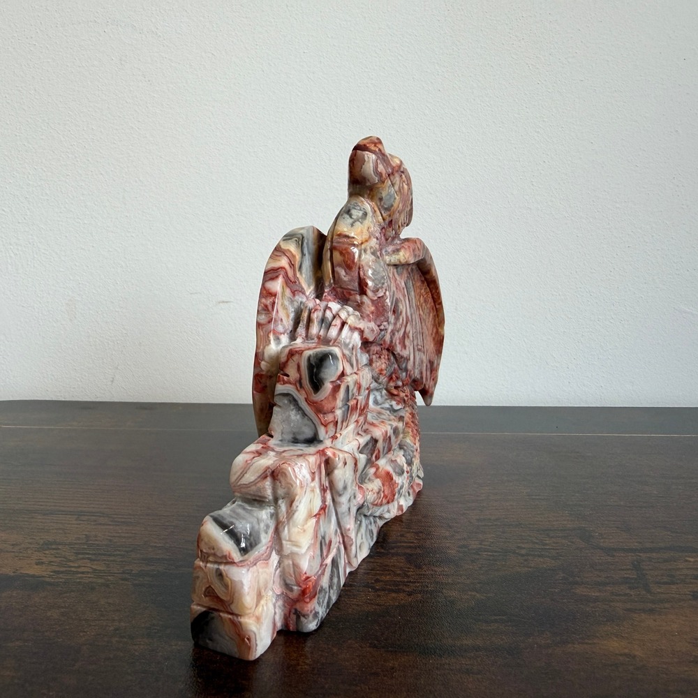 Crazy Lace Agate Dragon | Natural Gemstone Crystal Figurine Carving - Picture 12 of 16
